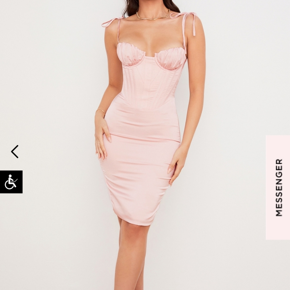 House Of CB Alma Blush Pink Satin Dress